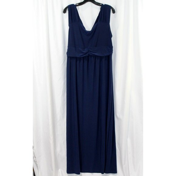 NWT NY Collection Womens Blue Sleeveless Surplice Neckline Maxi Dress 1X - Picture 4 of 5